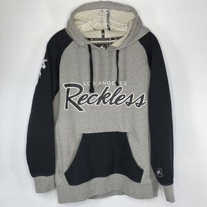 Young & Reckless Gray Black Hooded Sweatshirt Size Large